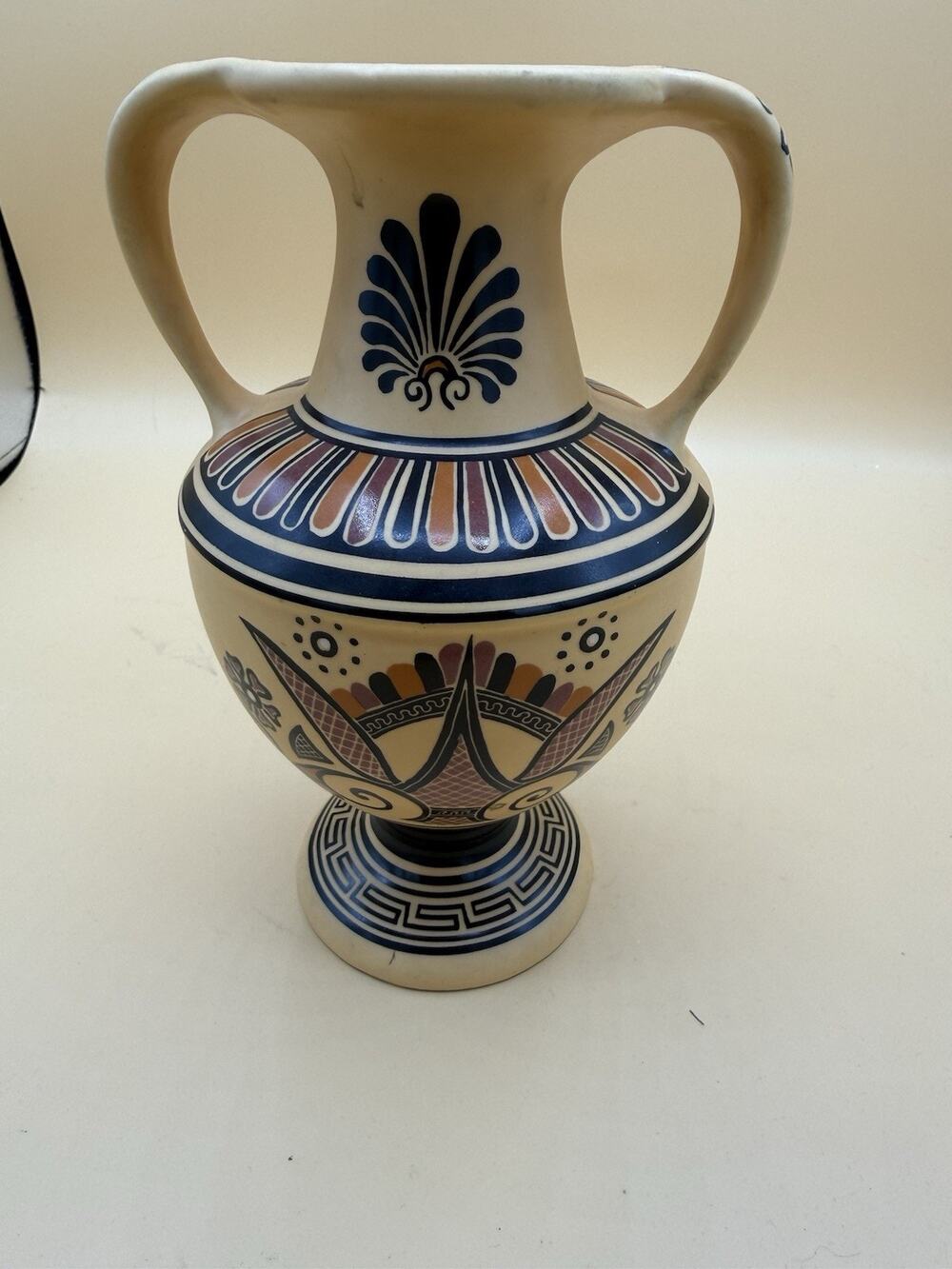 Vintage Handmade Greek Pottery Amphora Vase Ulysses Sirens British Museum 8”